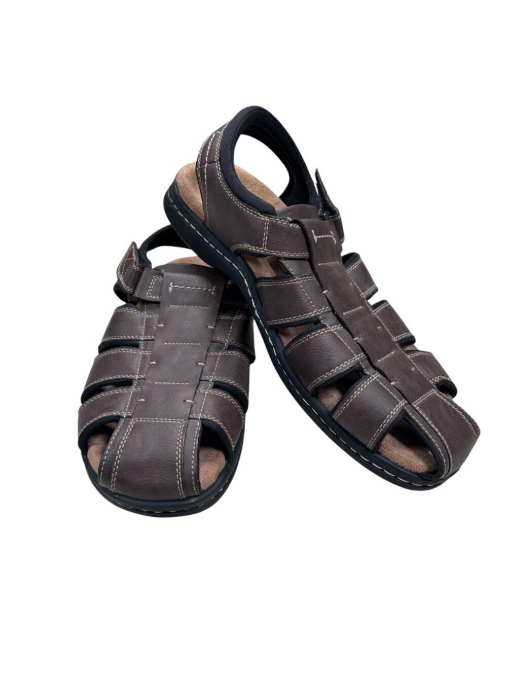 Dockers Marin Fisherman Sandal 12 Men Memory Foam Leather Brown Comfort